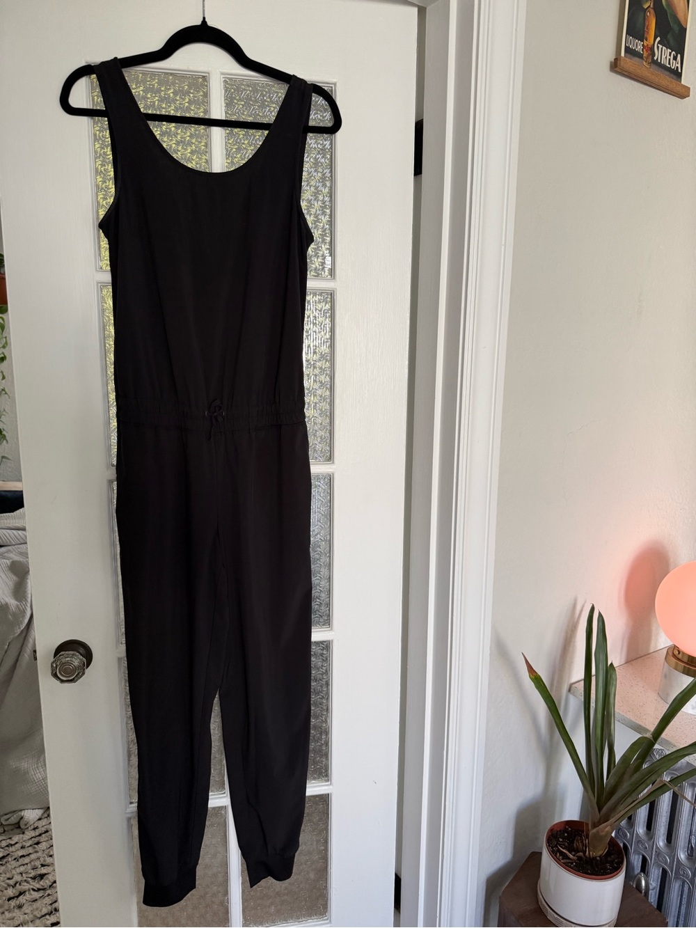 Athleta Black Sleeveless Drawstring Jumpsuit